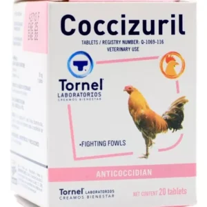 Coccizuril 50 Tablets, Mexican Products, Protectors & Recovery, acervulina, antiparasitic, bird, brunetti, coccidiosis, coccizuril, eimeria, parasite, parasitic, protozoa, tornel, Coccizuril for Roosters, Coccizuril Tablets, Coccizuril for fighting fowls, Coccizuril for game fowls,